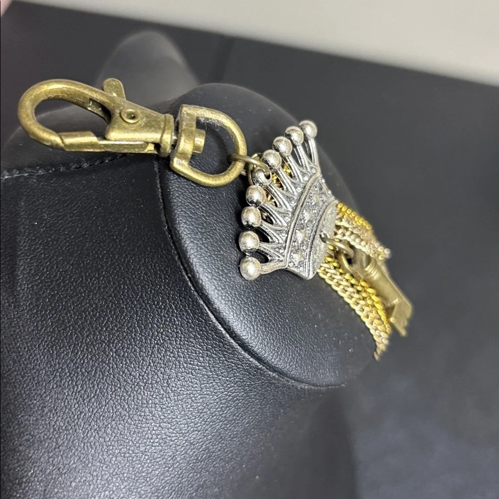 Crown and Key Purse Charm Keychain Queen Tassel